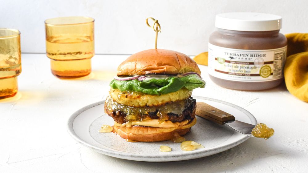 Amber Ale Pineapple Jalapeno Jam Hawaiian Pork Luau Burger Amber Ale Pineapple Jalapeno Jam Hawaiian Pork Luau Burger
